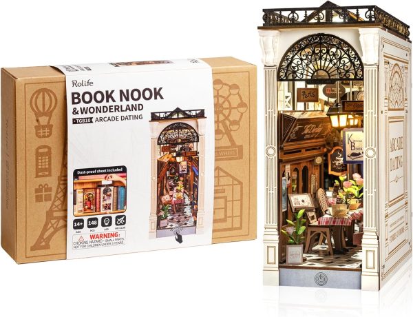 Rolife DIY Book Nook Kits for Adults, Miniature Dollhouse Booknook Kit, 3D Wooden Puzzle Creative Decorative Bookends Bookshelf Diorama Insert Crafts Hobbies Gifts (Arcade Dating) - Image 9